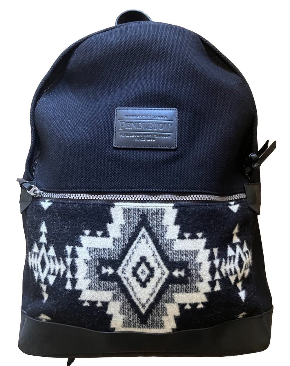 Pendleton Rock Point Backpack Black Canvas Wool Jacquard Daypack Travel Bag